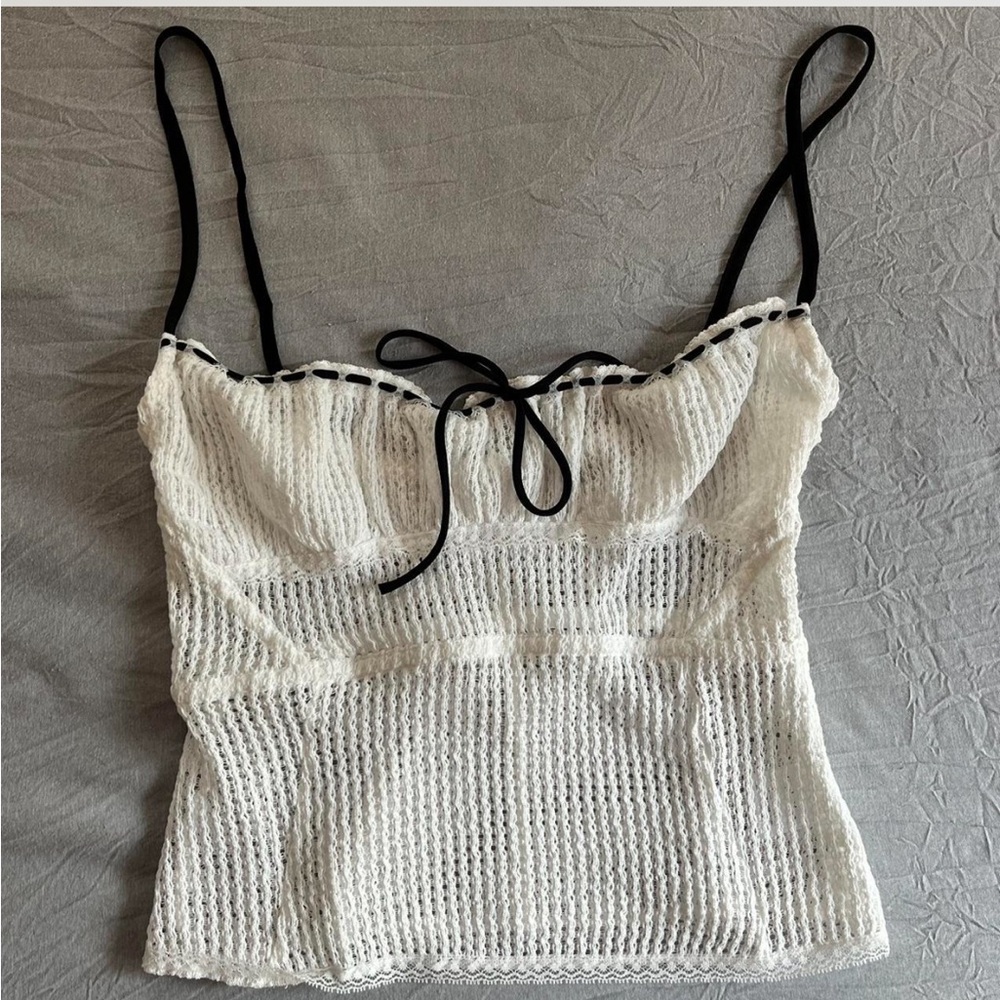 With Jean Isadora Top- Textured White Top with Black Accents